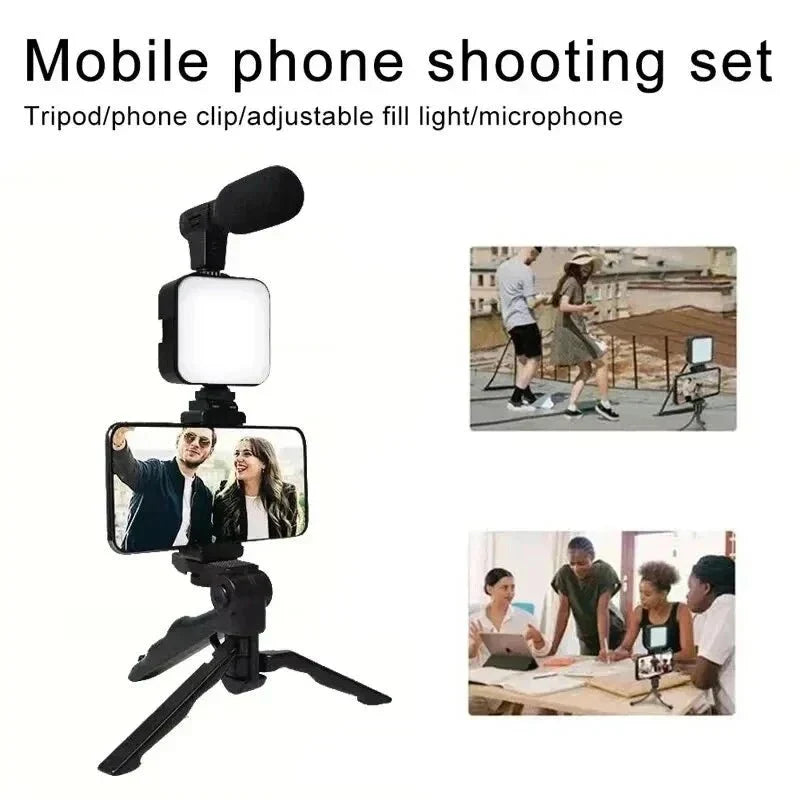3 in 1 Vlogging Kit with LED Light Mic and Remote