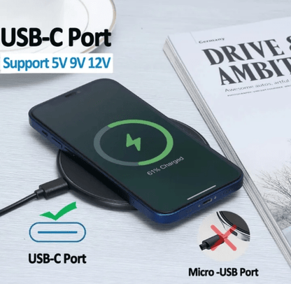 30W Fast Wireless Charging Pad LED Indicator, Ultra-Thin Design