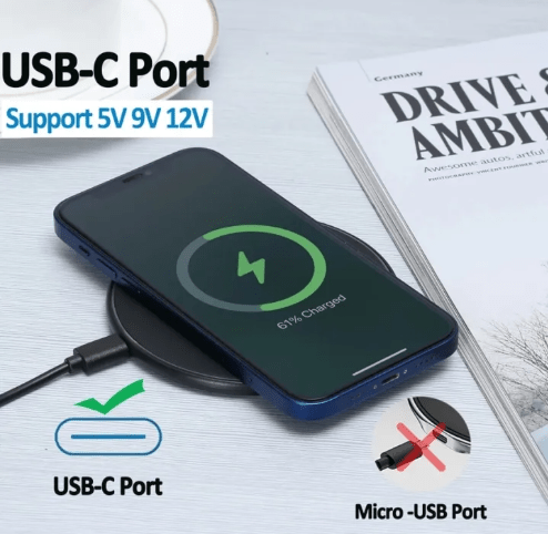 30W Fast Wireless Charging Pad LED Indicator, Ultra-Thin Design