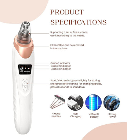 5 in 1 Electric Rechargeable Black Head Remover Machine